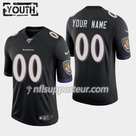 Maillot Enfant Baltimore Ravens Personnalisé Nike Noir 100th